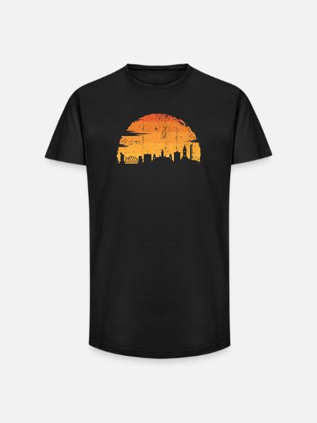 Sunset Skyline Silhouette - Long Fit Men's T-Shirt - black
