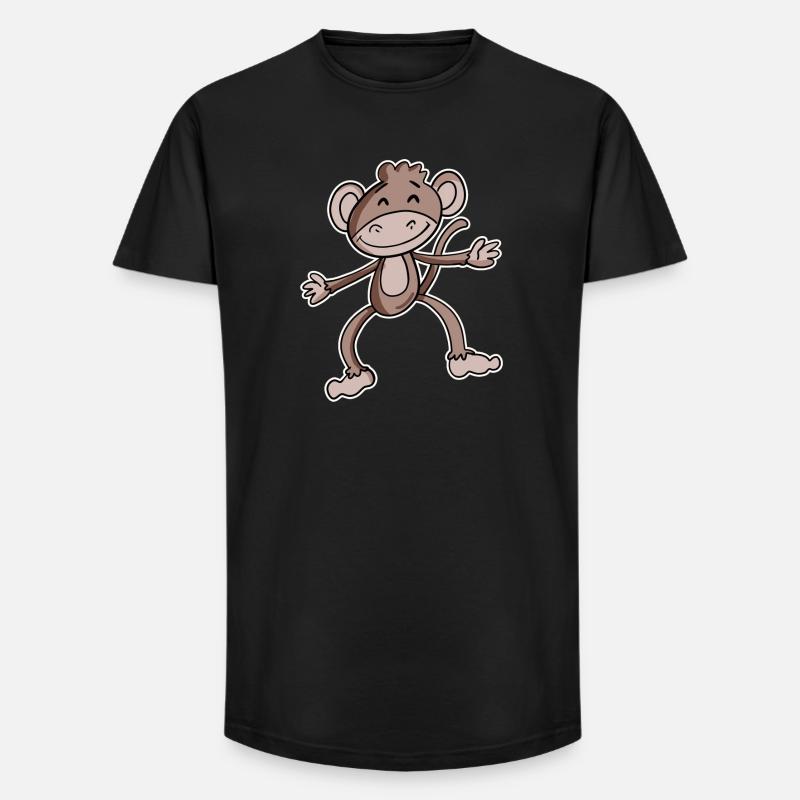 Affe - Long Fit Männer T-Shirt - Schwarz