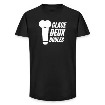 glace deux boules, crème glacée, glace humour - T-shirt coupe longue homme - noir - Devant - AI Model Male 185 light (185cm)