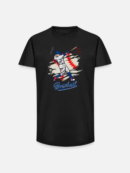 Dynamic Baseball Swing Illustration - Long Fit Men's T-Shirt - black