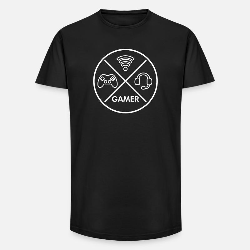 Gamer X - Controller - WiFi - Headset - Gamer - Long Fit Männer T-Shirt - Schwarz