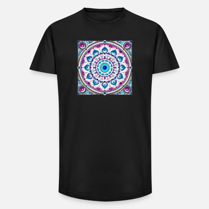 Orbitale Mandala Blau-Rosa - Long Fit Männer T-Shirt - Schwarz