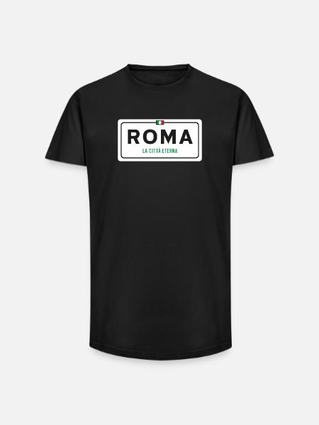 Rom Ortsschild - Long Fit Männer T-Shirt - Schwarz