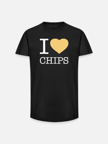 I LOVE CHIPS - Long Fit Men's T-Shirt - black