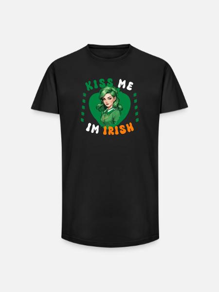 Küss mich, ich bin Irin - Long Fit Männer T-Shirt - Schwarz