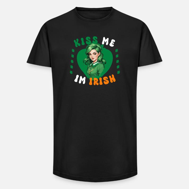 Küss mich, ich bin Irin - Long Fit Männer T-Shirt - Schwarz