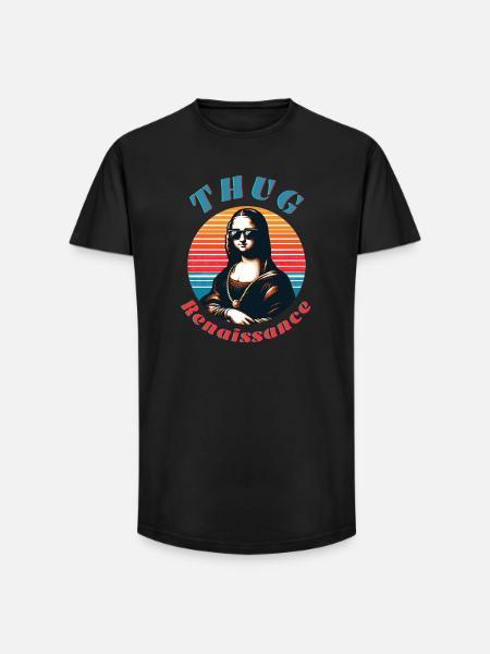 Hipster Mona with Retro Vibe - Long Fit Men's T-Shirt - black