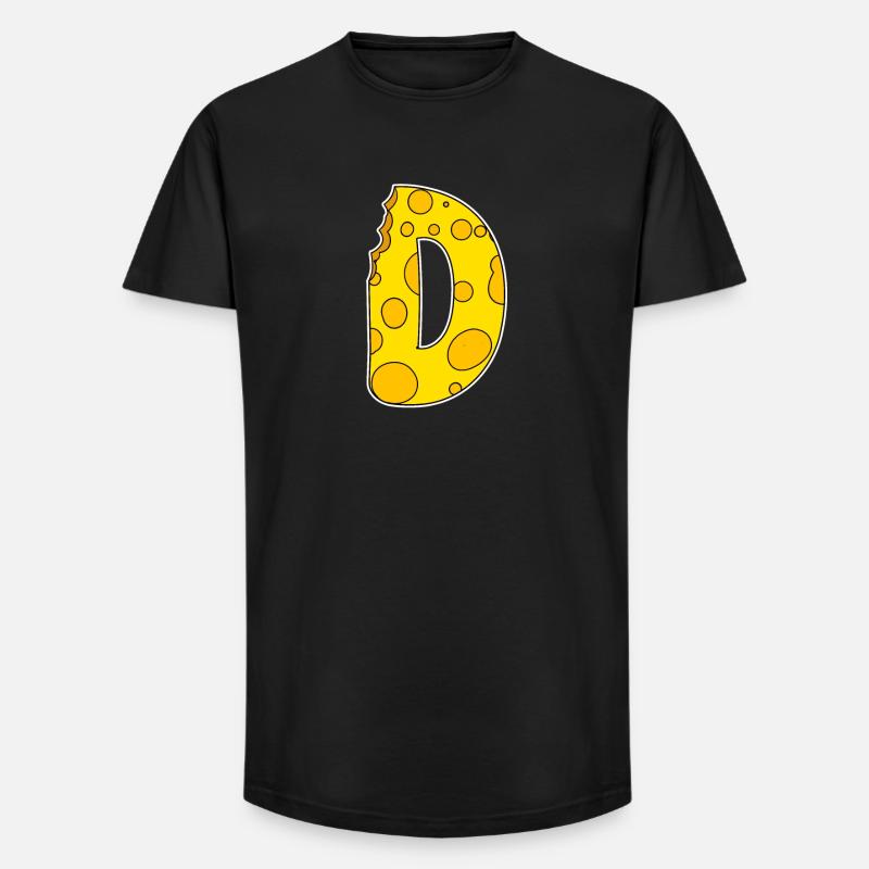 Buchstabe D - Anfangsbuchstabe D - Käse Motiv - Long Fit Männer T-Shirt - Schwarz