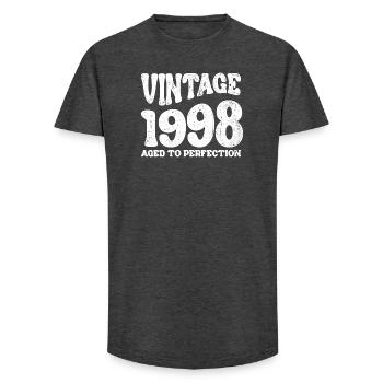 Vintage 1998 Aged to Perfection - Long Fit Men's T-Shirt - charcoal grey - Front - AI Model Male 185 light (185cm)