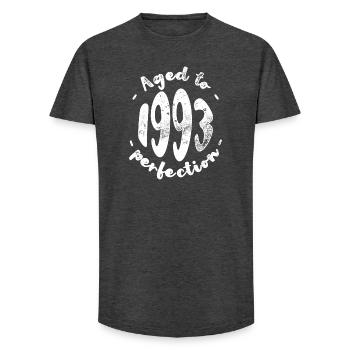 Aged to 1993 Perfection - Long Fit Men's T-Shirt - charcoal grey - Front - AI Model Male 185 light (185cm)