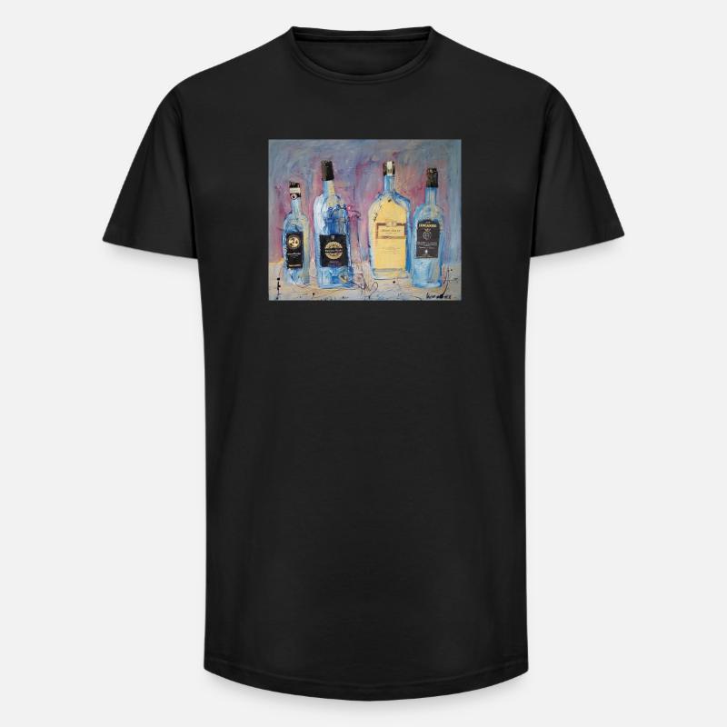 Expressive Weinflaschen vier Freunde - Long Fit Männer T-Shirt - Schwarz