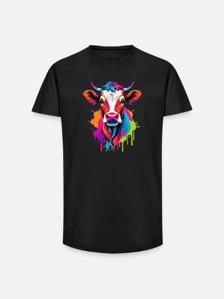 Süße bunte Kuh - Long Fit Männer T-Shirt - Schwarz