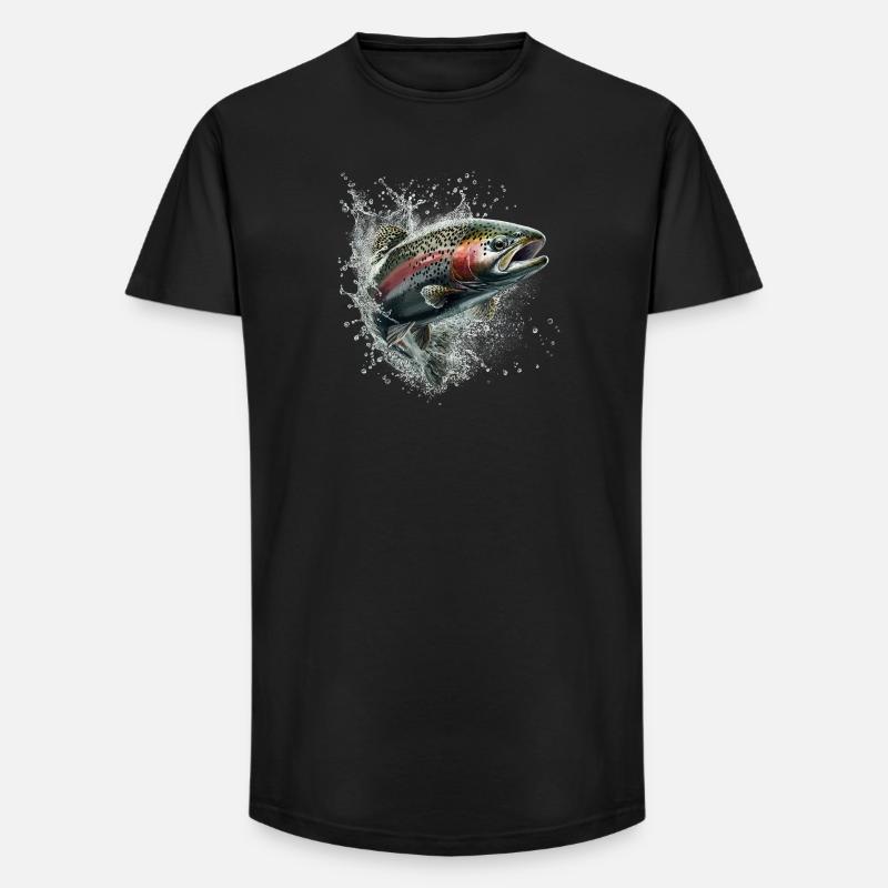 Forelle - Long Fit Männer T-Shirt - Schwarz