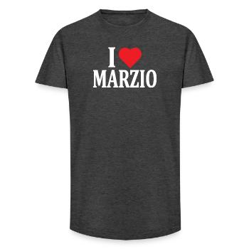 t-shirt I love Marzio t-shirt gift idea - Long Fit Men's T-Shirt - charcoal grey - Front - AI Model Male 185 light (185cm)