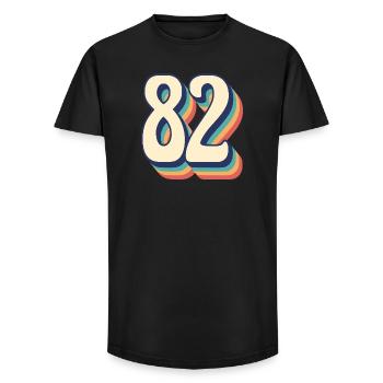 T-Shirt rétro Vintage numéro 82 quatre-vingt-deux - T-shirt coupe longue homme - noir - Devant - AI Model Male 185 light (185cm)