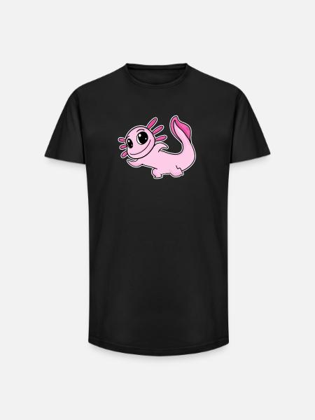 Axolotl Motif Pink - Long Fit Men's T-Shirt - black