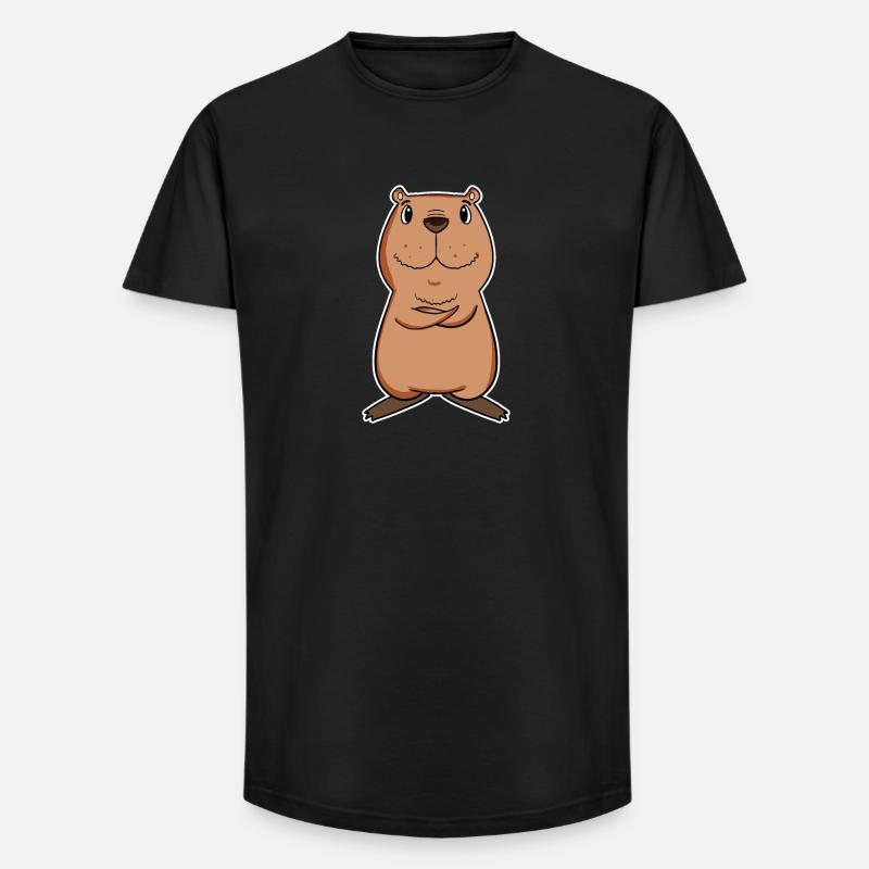 Capybara - Long Fit Men's T-Shirt - black