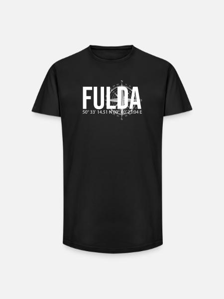 Koordinaten Fulda - Long Fit Männer T-Shirt - Schwarz
