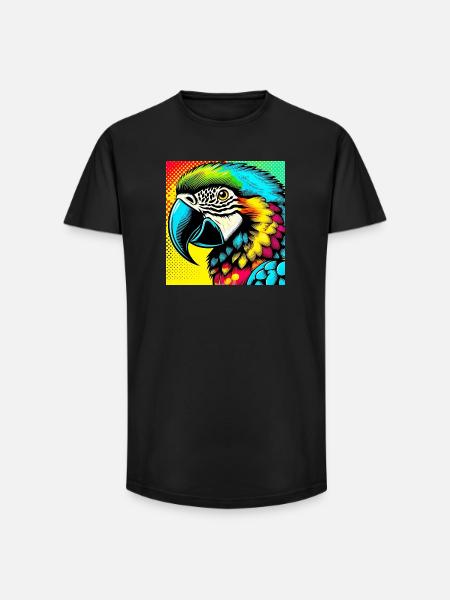 Parrot Pop Art - Long Fit Men's T-Shirt - black