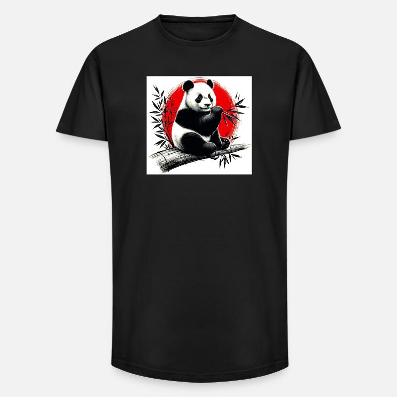 Panda - Long Fit Männer T-Shirt - Schwarz