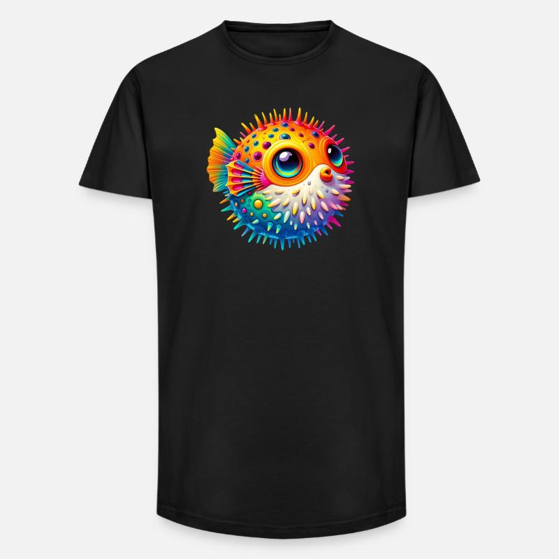 Kugelfisch - Long Fit Männer T-Shirt - Schwarz