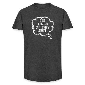 Je m’en fous cool en disant attitude indifférente - T-shirt coupe longue homme - charbon - Devant - AI Model Male 185 light (185cm)