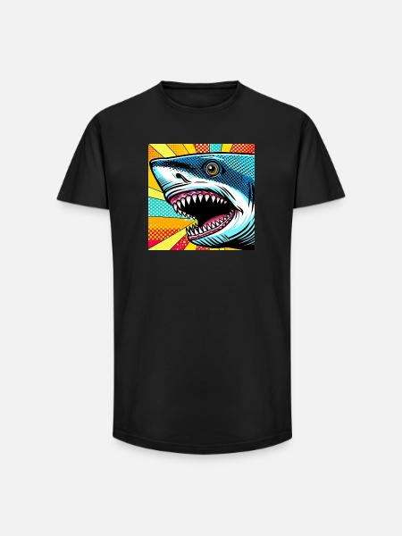 Requin Pop Art - T-shirt coupe longue homme - noir
