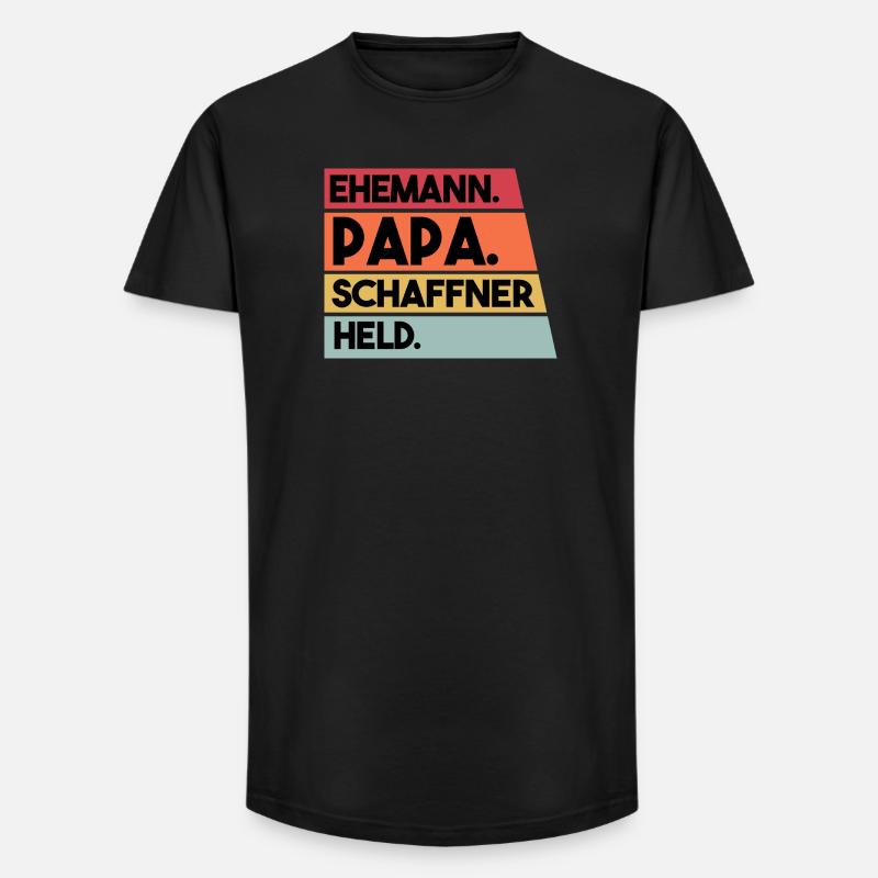Ehemann Papa Schaffner Held - Long Fit Männer T-Shirt - Schwarz