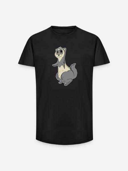 Ferret Animal Motif - Long Fit Men's T-Shirt - black
