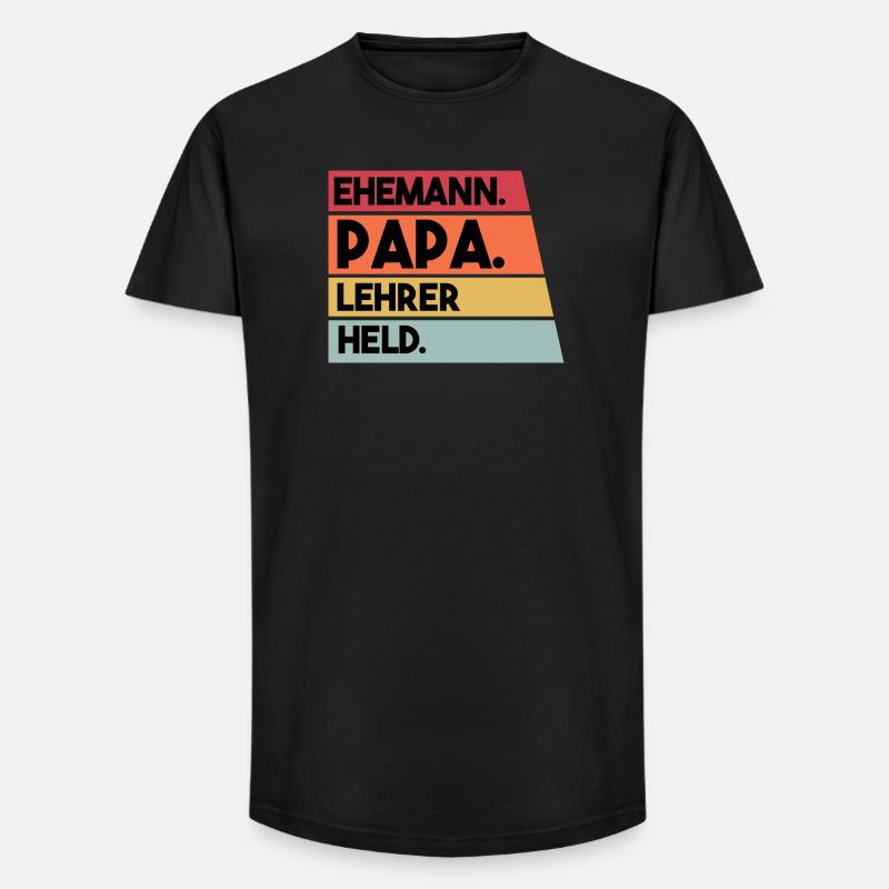 Ehemann Papa Lehrer Held - Long Fit Männer T-Shirt - Schwarz