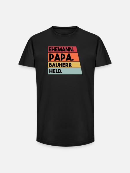 Ehemann Papa Bauherr Held - Long Fit Männer T-Shirt - Schwarz