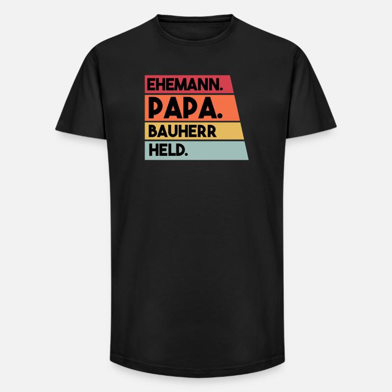 Ehemann Papa Bauherr Held - Long Fit Männer T-Shirt - Schwarz