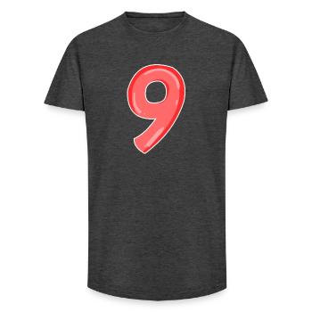 Nine - 9 - Long Fit Men's T-Shirt - charcoal grey - Front - AI Model Male 185 light (185cm)