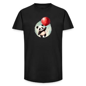 Panda Bear with Balloon - Long Fit Men's T-Shirt - black - Front - AI Model Male 185 light (185cm)
