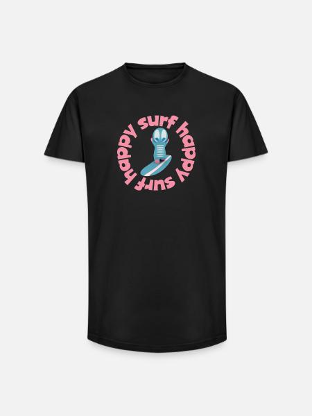 Funny Surf Kawaii Figure - Long Fit Men's T-Shirt - black