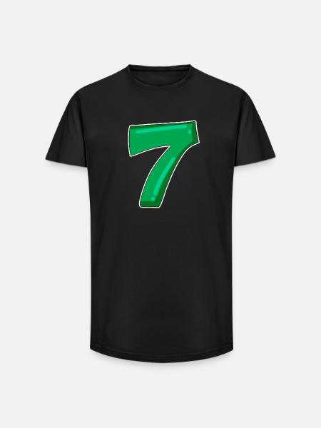 Number 7 Number - Long Fit Men's T-Shirt - black