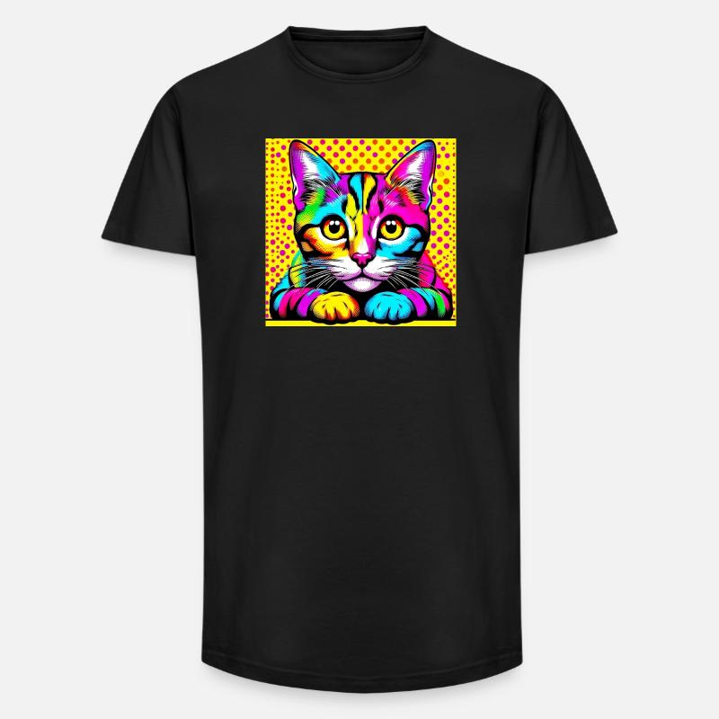 Katze Pop Art - Long Fit Männer T-Shirt - Schwarz