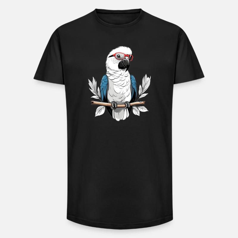 Papagei mit Brille - Long Fit Männer T-Shirt - Schwarz