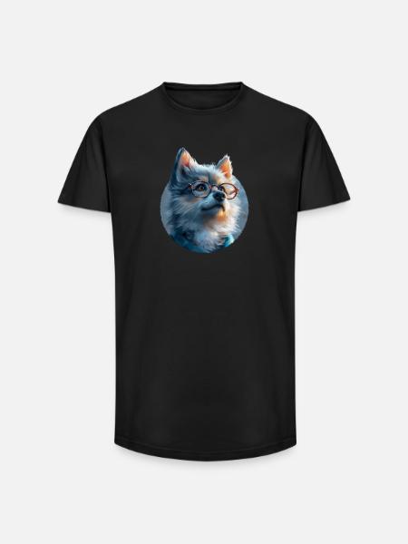 Illustration of Wolf with Glasses - Long Fit Men's T-Shirt - black