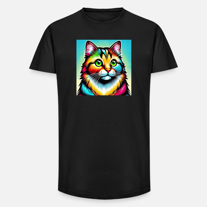 Katze Pop Art - Long Fit Männer T-Shirt - Schwarz