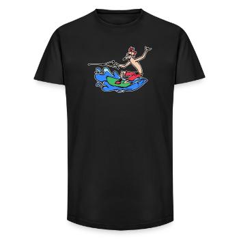 Wakesurf Sports nautiques Kitesurfer Surf Wakeboard - T-shirt coupe longue homme - noir - Devant - AI Model Male 185 light (185cm)