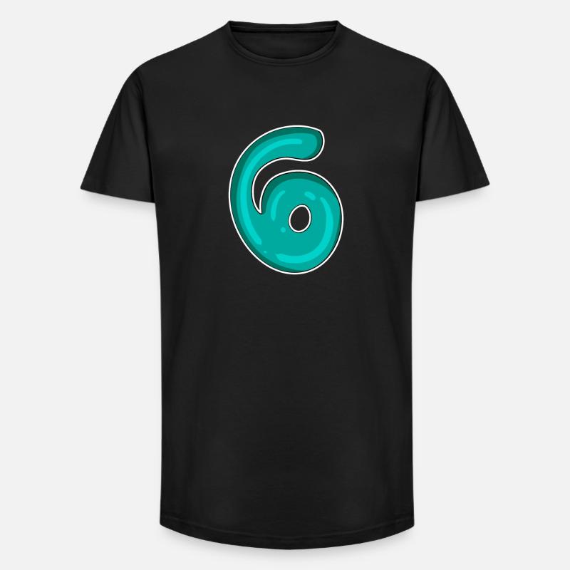 Zahl 6 Nummer - Long Fit Männer T-Shirt - Schwarz
