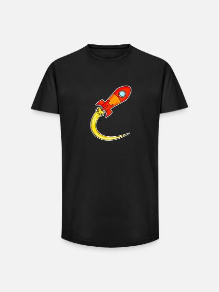Rocket Motif - Long Fit Men's T-Shirt - black