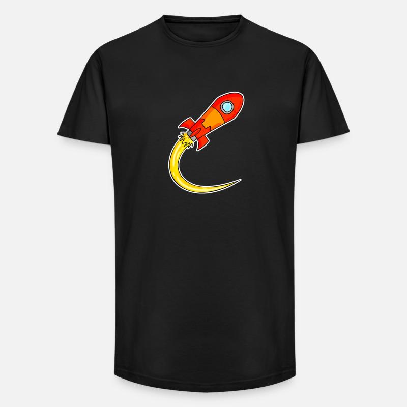 Rakete Motiv - Long Fit Männer T-Shirt - Schwarz