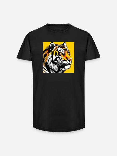 Tiger Pop Art - Long Fit Men's T-Shirt - black