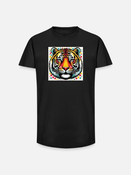 Tiger Pop Art - Long Fit Men's T-Shirt - black