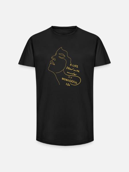Life Full of Wonders – Line Art Quote - Long Fit Men's T-Shirt - black