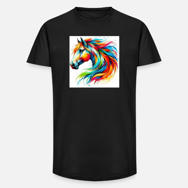 Pferd - Long Fit Männer T-Shirt - Schwarz