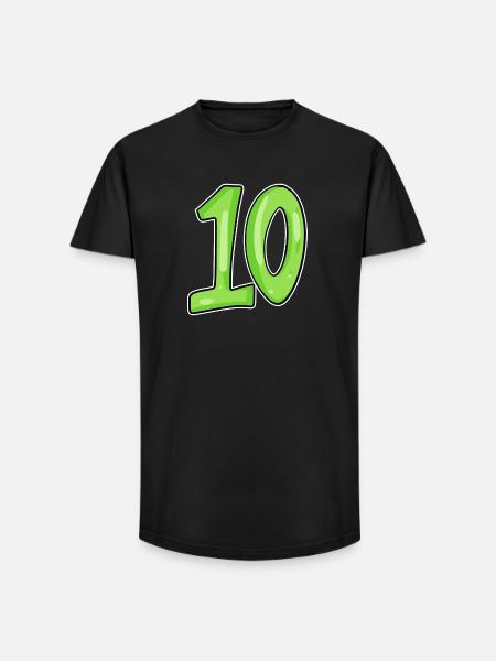 Dix numéros 10 Nombre - T-shirt coupe longue homme - noir