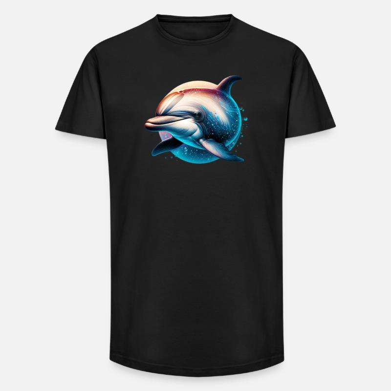 Delfin - Long Fit Männer T-Shirt - Schwarz
